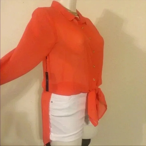 NWOT BCBG Maxzaria Orange Tunic Top Medium